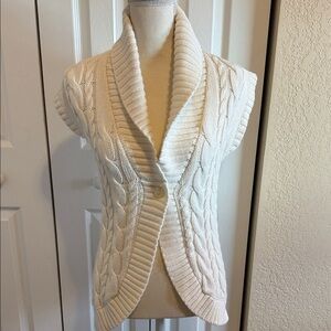 American Living Cream Cable Knit Cardigan Vest